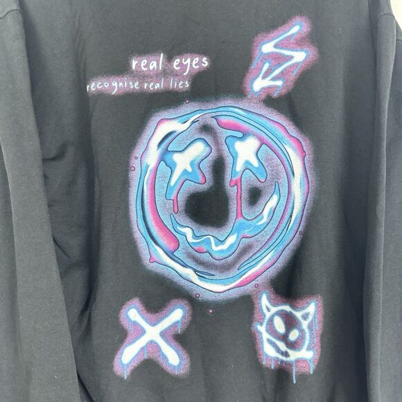 boohooMAN Men's size Small OVERSIZED REAL EYES GRAPHIC HOODIE 100% Cotton - Picture 2 of 3
